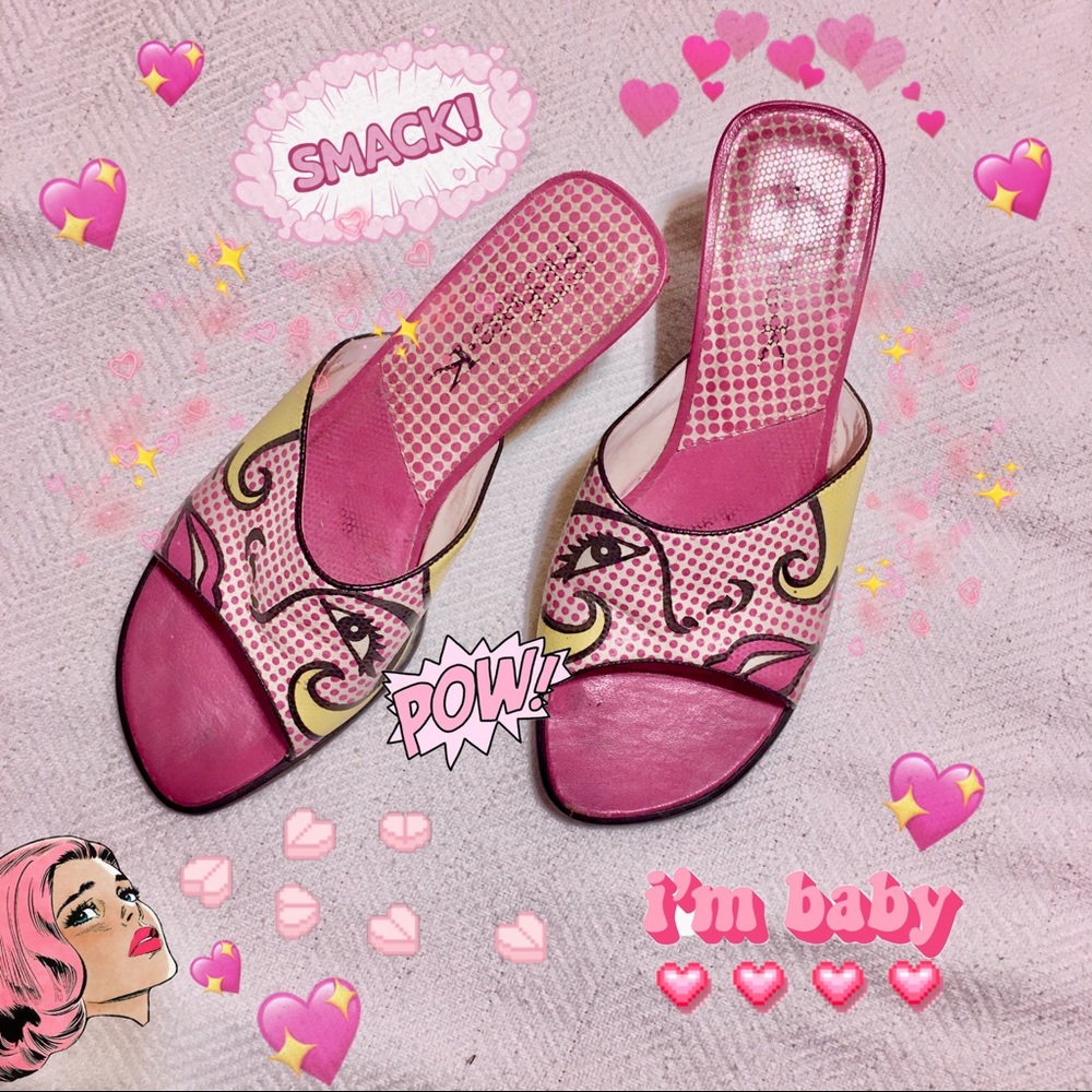 Y2k Pink Comic Sandals